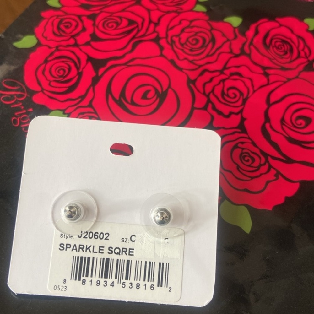 Brighton Silver Sparkle Square Earrings. New with tags, and gift bag. - Picture 5 of 8